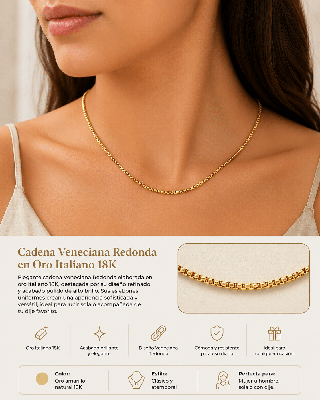 Veneciana Redonda Style Chain - Imagen 2