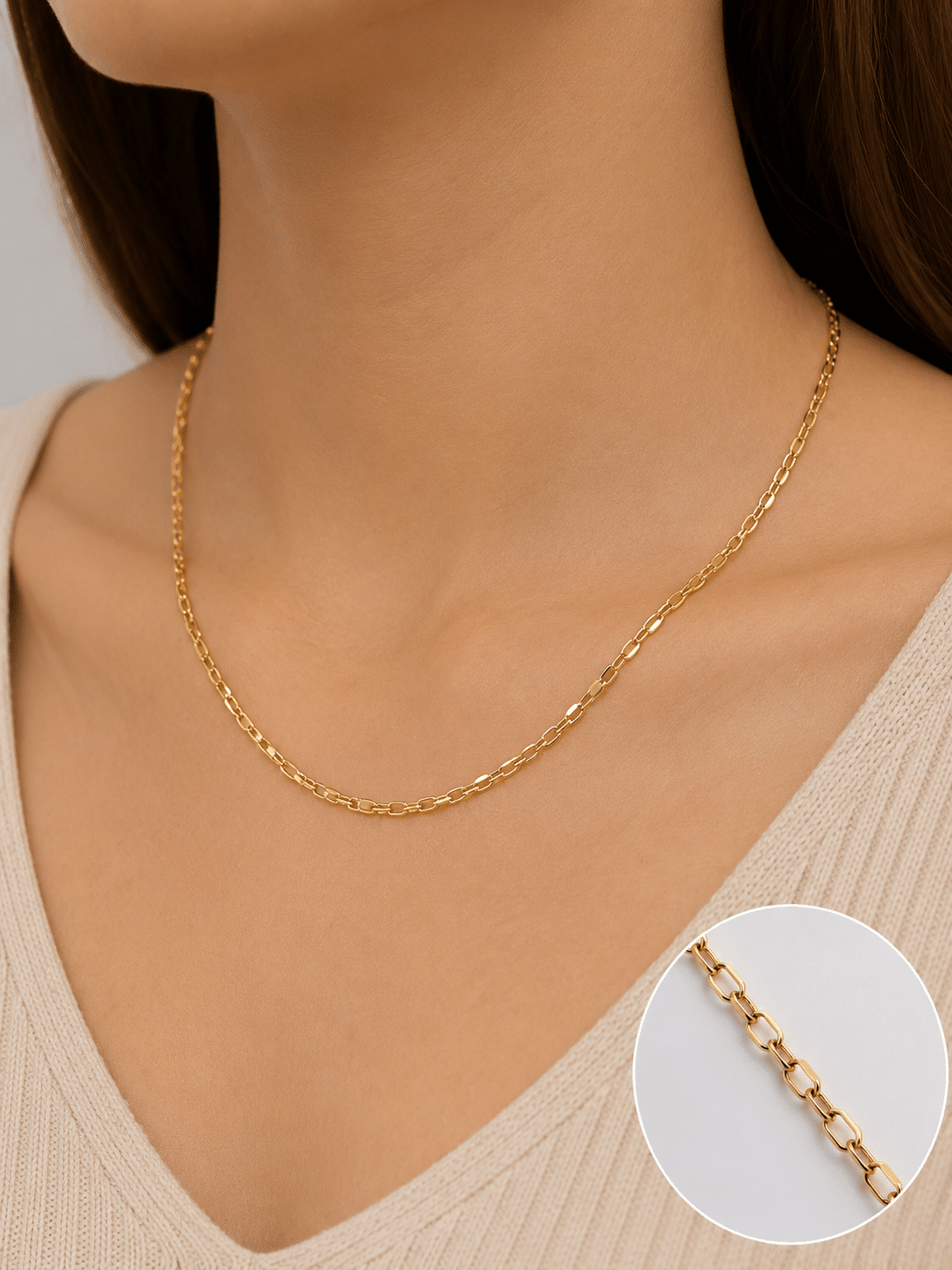 Square Paperclip Style Chain - Imagen 2