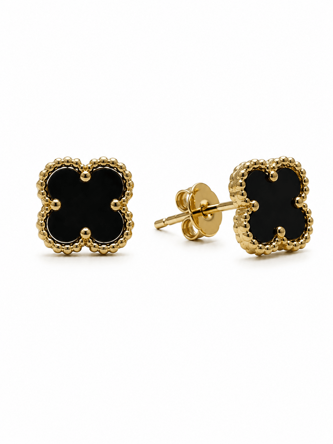Small Black flower Earrings - Imagen 2