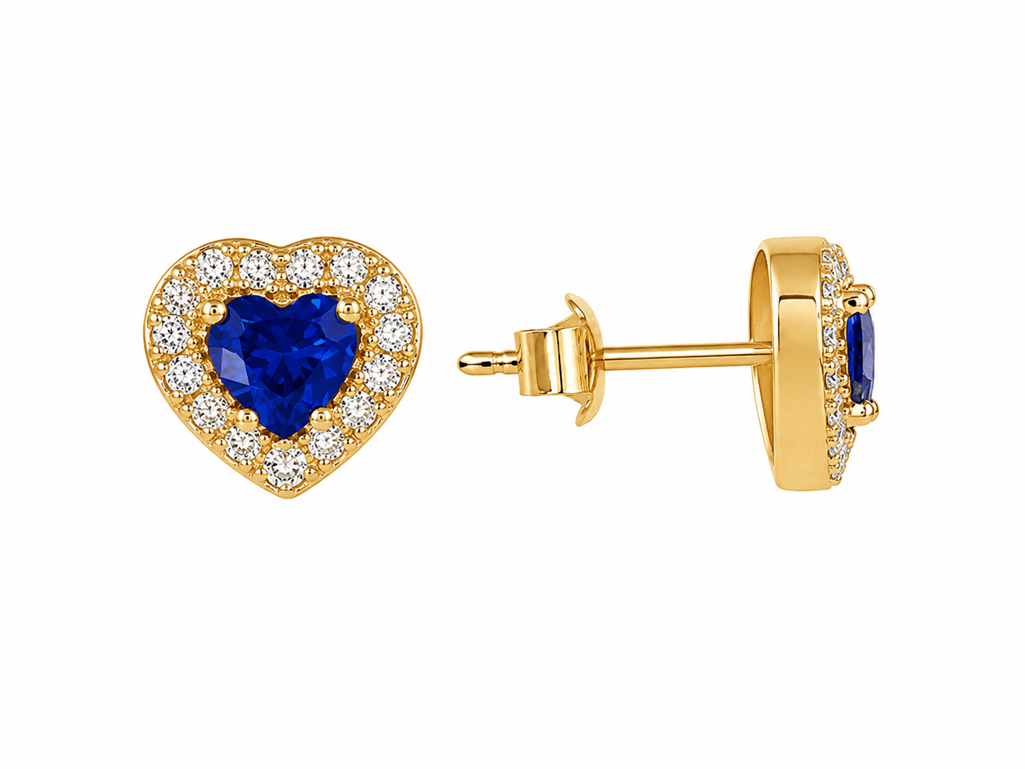 Zirconia Blue Heart Earrings - Imagen 2