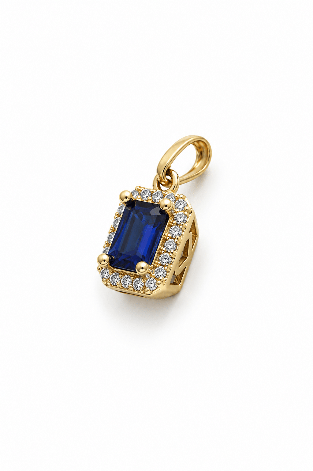 Square Blue Color Stone Pendant - Imagen 3