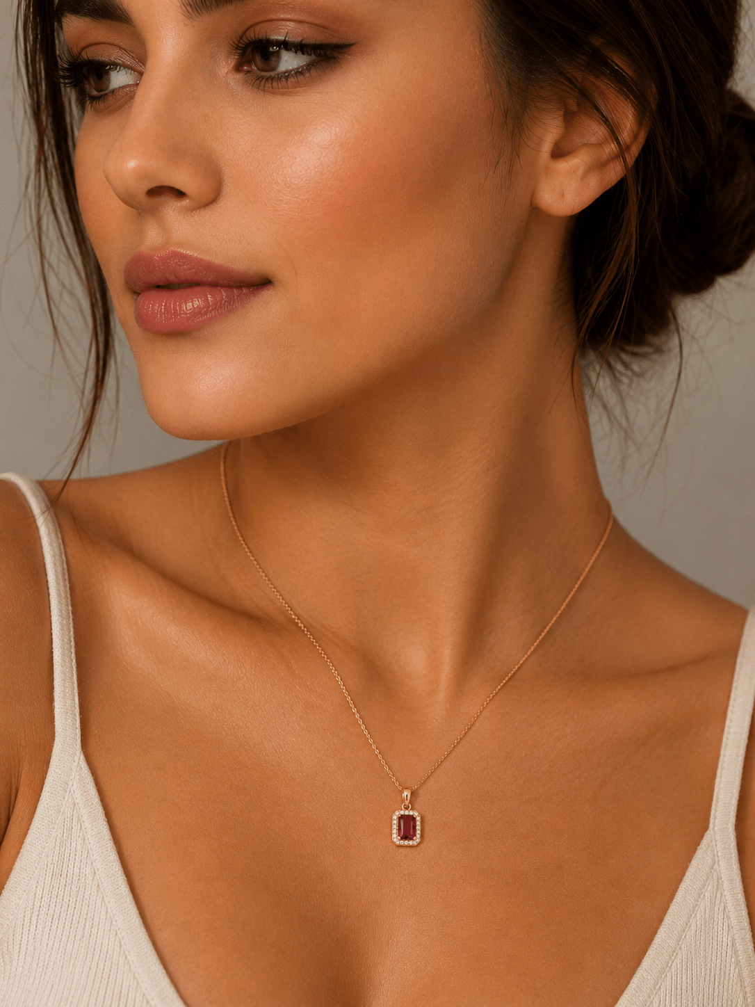 Small Pink Color Stone Pendant - Imagen 2