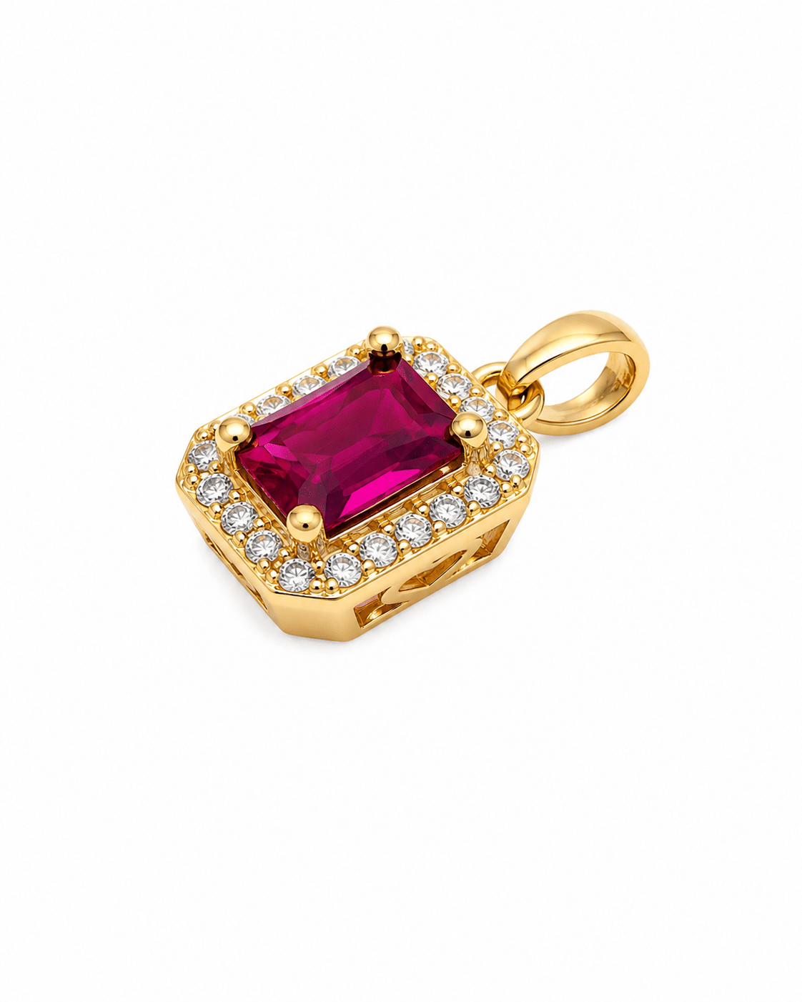 Small Pink Color Stone Pendant - Imagen 3