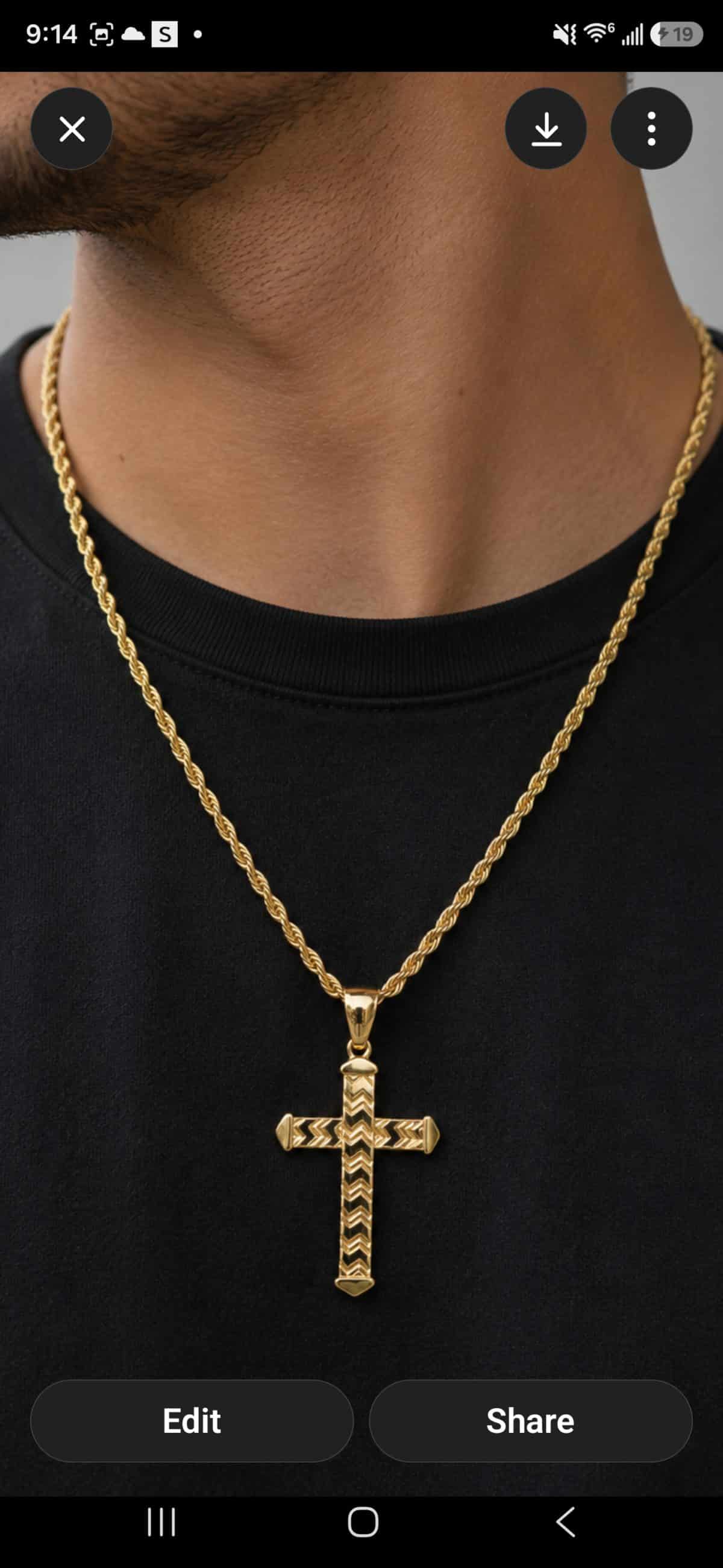 Textured Cross Pendant - Imagen 2