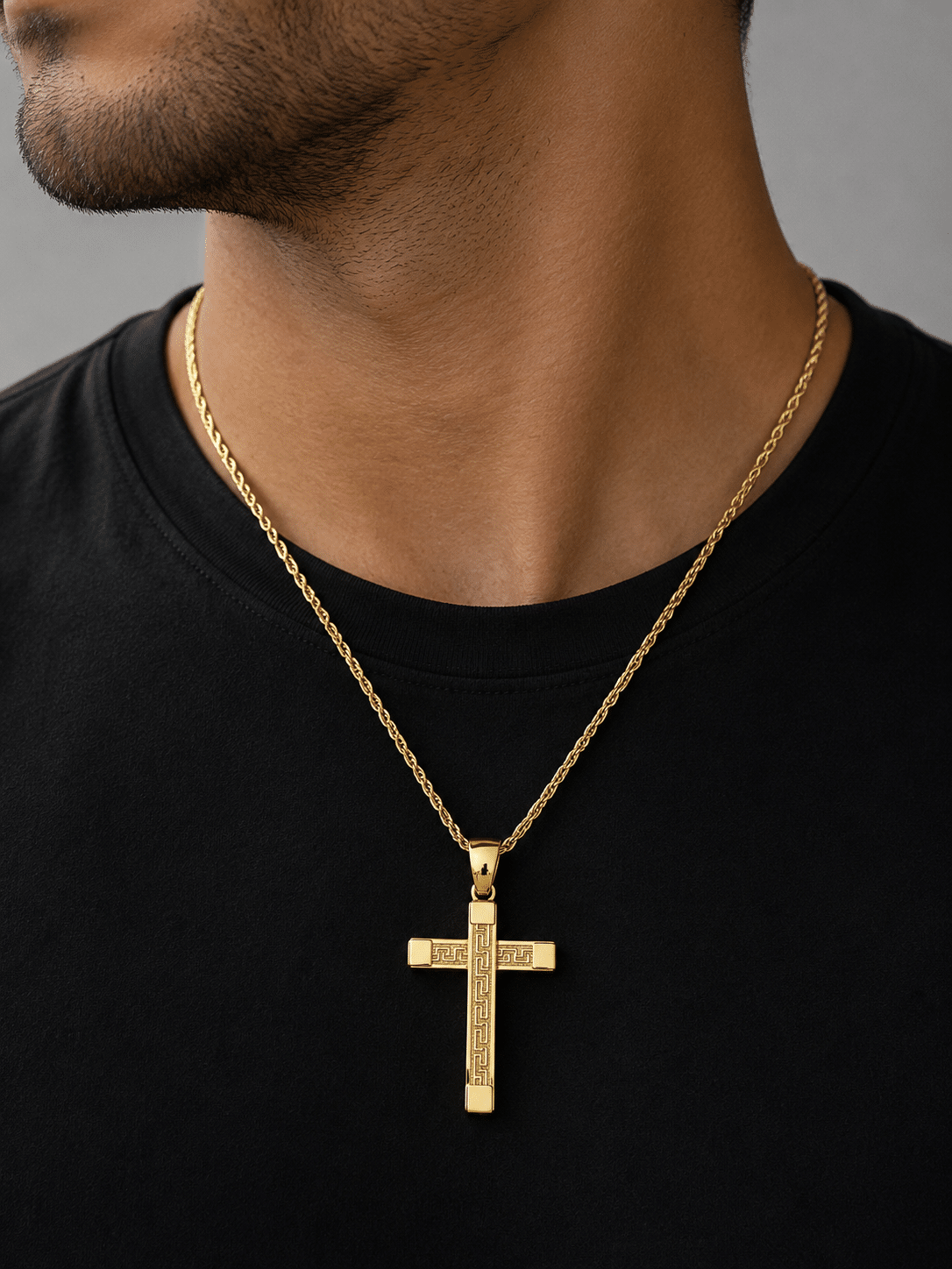 Greek Key Cross Pendant - Imagen 2