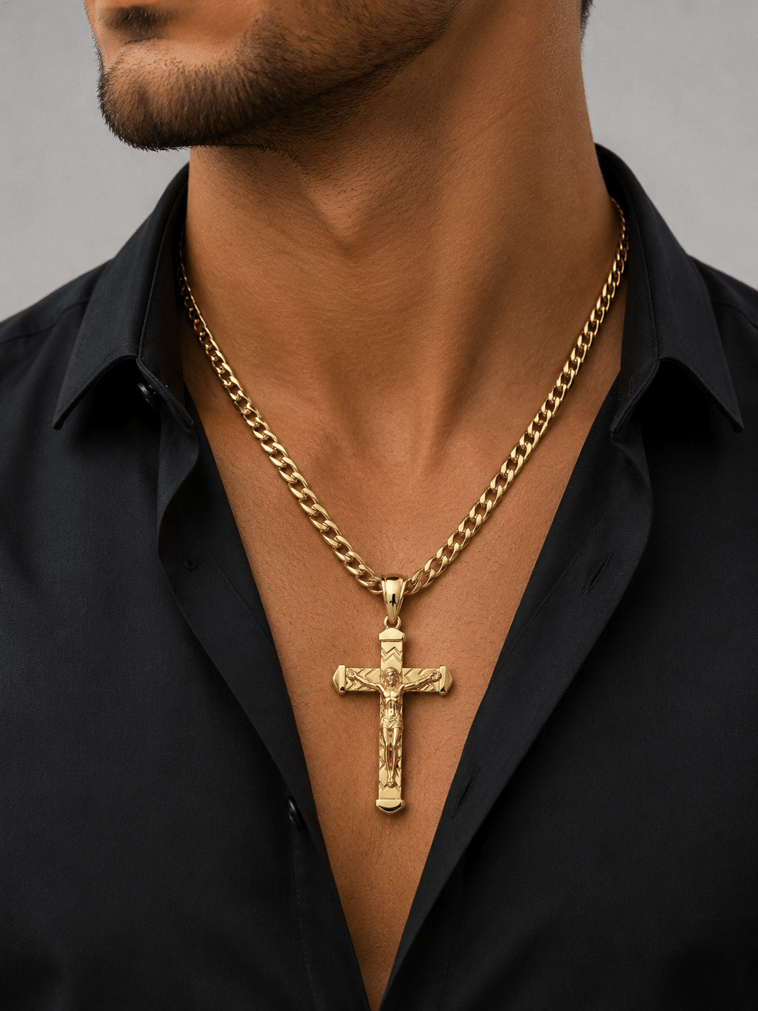 Crucifix with textured Pendant - Imagen 2